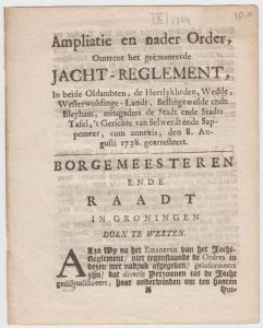 Jacht reglement 1738