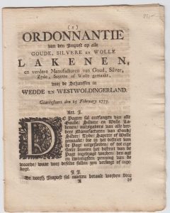 ORDONN OD GOED, ZILVER, ETC 1759 VB