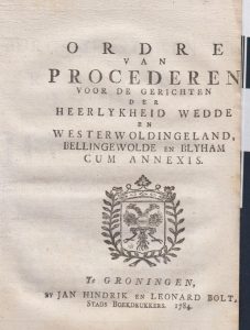 ORDRE VAN PROCEDEREN W&W 1749  vb 1